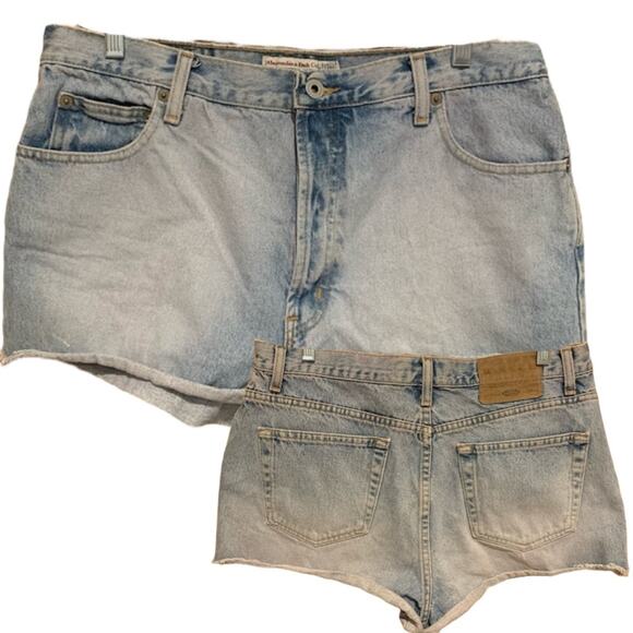 VINTAGE Retro Y2K Abercrombie & Fitch Cutoff Light Wash High Rise Shorts Size 12 - Picture 1 of 13